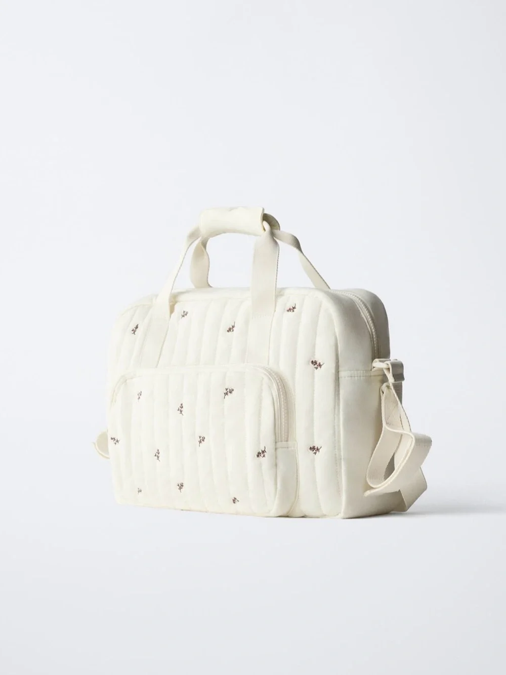 ZARA Cream Quilted Floral Maternity Bag
